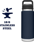Yeti Rambler 26 OZ Bottle With Chug Cap (Navy) stainless steel