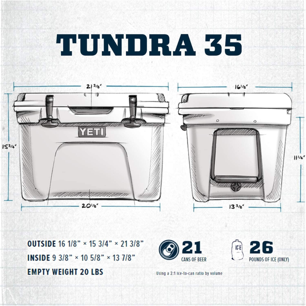 Yeti Tundra 35 Cool Box (Navy) measurements