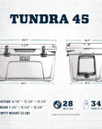 Yeti Tundra 45 Cool Box (Tan) measurements