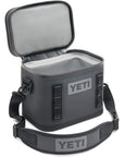 Yeti Hopper Flip 8 Soft Cooler (Charcoal) lid up