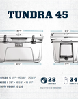 Yeti Tundra 45 Cool Box (Big Wave Blue) measurements