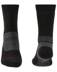 Bridgedale Men's Hike Midweight Merino Performance Boot Socks (Black) back and front