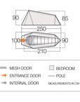 Vango Soul 100 Tent - 1 Man Lightweight Tent - Measurements