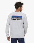 Patagonia Men's Long-Sleeved P-6 Logo Responsibili-Tee (White)