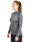 Montane Women's Dart Zip Neck LS Base Layer Top (Nordic Grey - Purple Stitch)