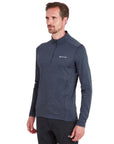 Montane Men's Dart Zip Neck T-Shirt (Eclipse Blue) model angle