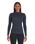Montane Women's Dart Zip Neck Long Sleeve T-Shirt (Eclipse) model