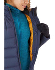 Rab Women's Deep Cover Recycled Down Parka (Deep Denim) inside zipper