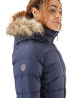 Rab Women's Deep Cover Recycled Down Parka (Deep Denim) side profile hoody