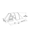 Easy Camp Galaxy 400 Tent - 4 Man Tunnel Tent 2023 (Rustic Green) - Measurements