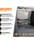 Vango Castlewood 400xl Package Tent - 4 Man Poled Family Tent (Includes Footprint)