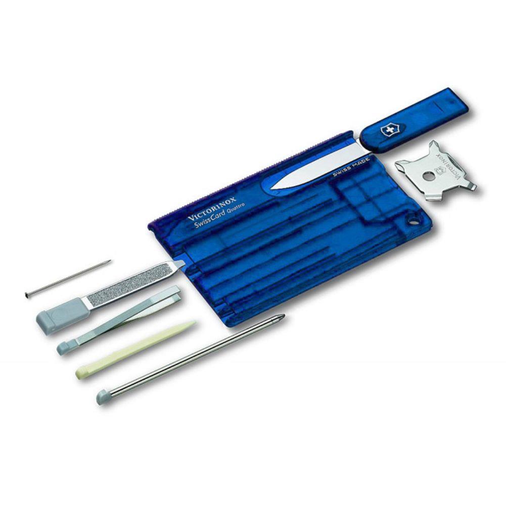 Victorinox Quattro Swiss Card Blue Transparent Summits Outdoor