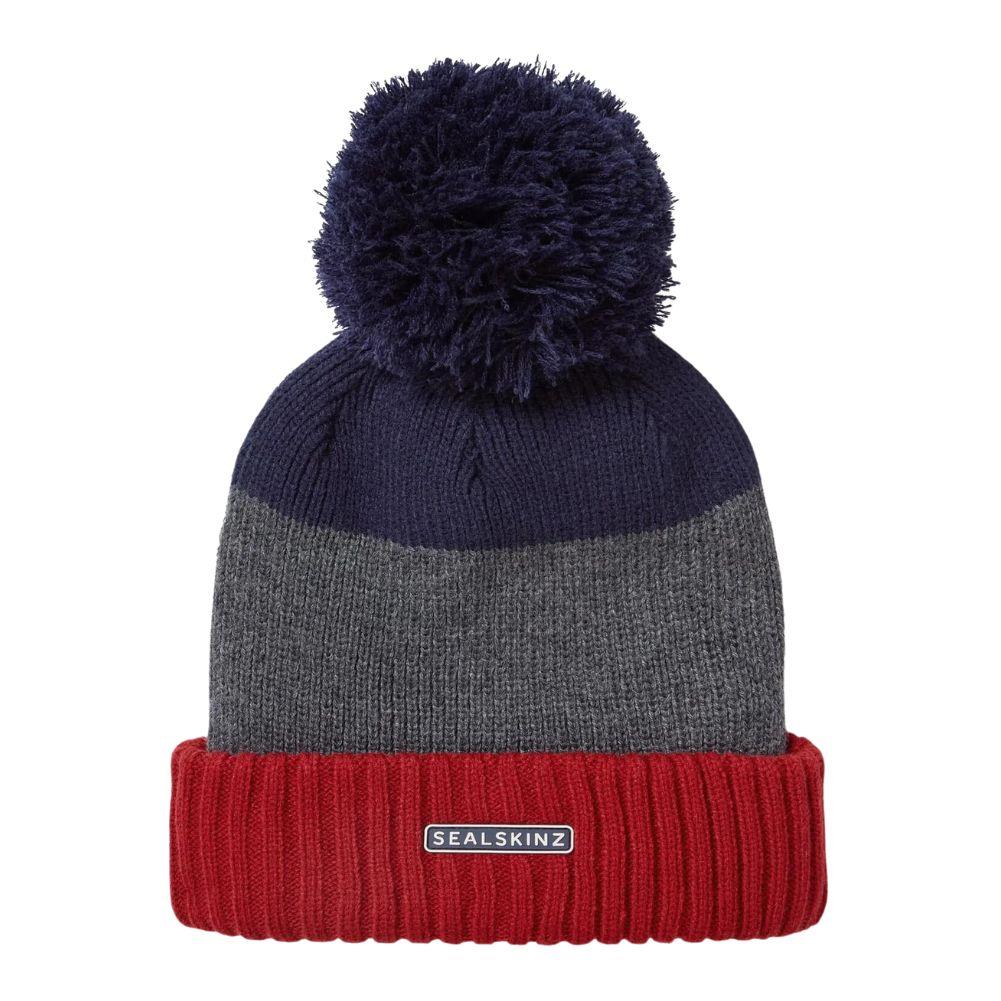 SEALSKINZ Flitcham WaterProof Bobble Hat (Orange/Grey/Navy
