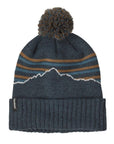 Patagonia Powder Town Beanie (Fitz Roy Stripe Knit: Smolder Blue)