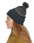 Patagonia Powder Town Beanie (Fitz Roy Stripe Knit: Smolder Blue) - Side