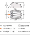 Vango Soul 300 - 3 Man Tent (Deep Blue) - Measurements