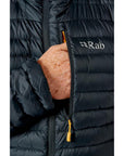 Rab Men's Microlight Alpine Recycled Down Jacket (Beluga) hand in pocket