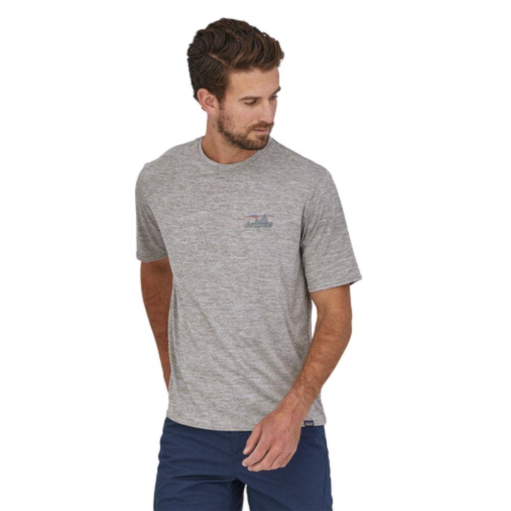 Patagonia Men's Capilene Cool Daily Graphic Shirt ('73 Skyline: Feather Grey) model half