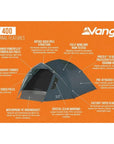 Vango Tay 400 Tent - 4 Man Tent (Deep Blue) - External Features