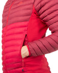 Mountain Equipment Women's Particle Insulated Jacket (Capsicum/TibetanRed) hand in pocket