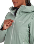 Montane Women's Phase Lite Waterproof Jacket (Pale Sage) zipper