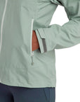 Montane Women's Phase Lite Waterproof Jacket (Pale Sage) hand in pocket