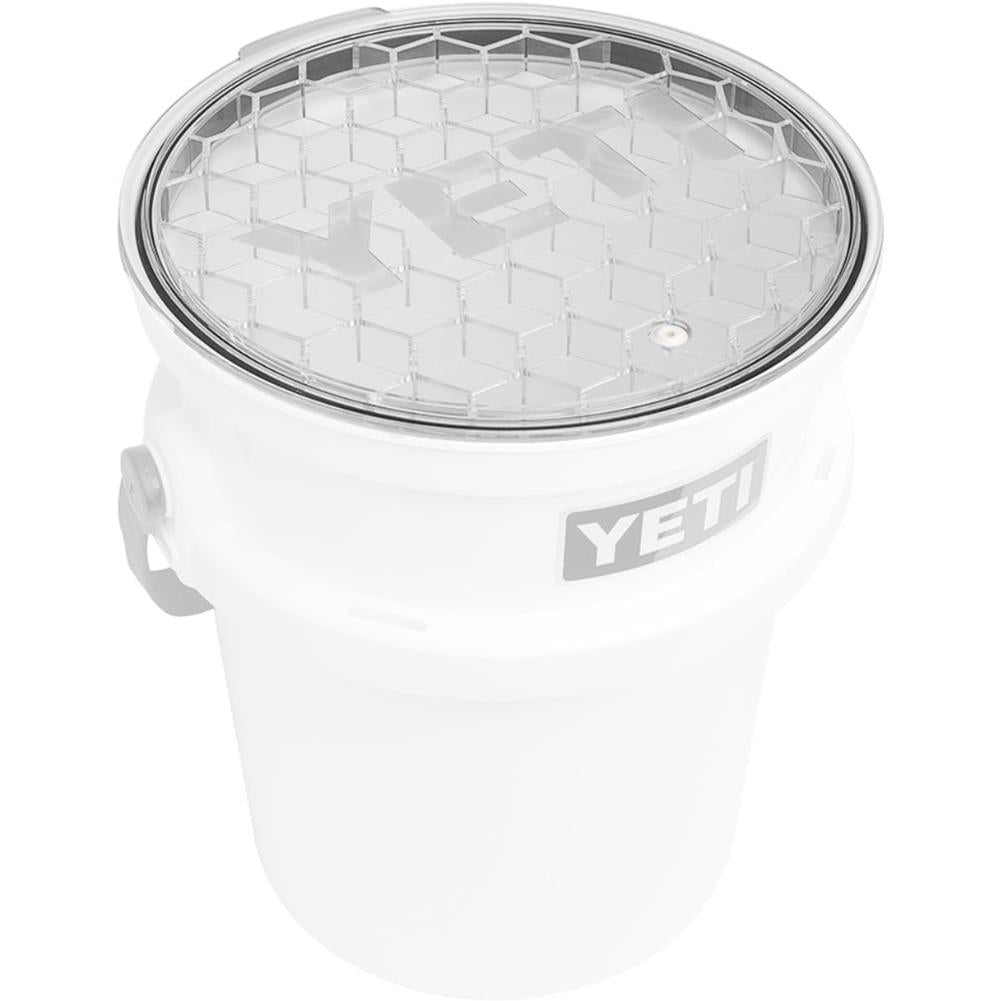 Yeti LoadOut Bucket Lid (Clear) on a bucket