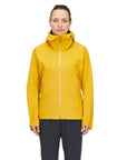 Rab Women's Downpour Light Waterproof Jacket (Sahara) model front