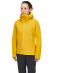 Rab Women's Downpour Light Waterproof Jacket (Sahara) model angle