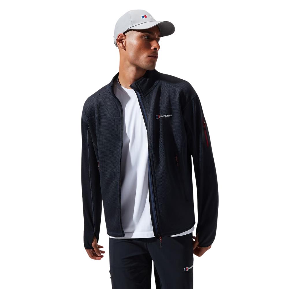 Berghaus Men's Pravitale MTN 2.0 Jacket (Grey/Black) looking the other way with a hat