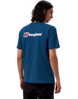 Berghaus Men's Organic Front & Back Logo Tee (Murky Marine) back logo