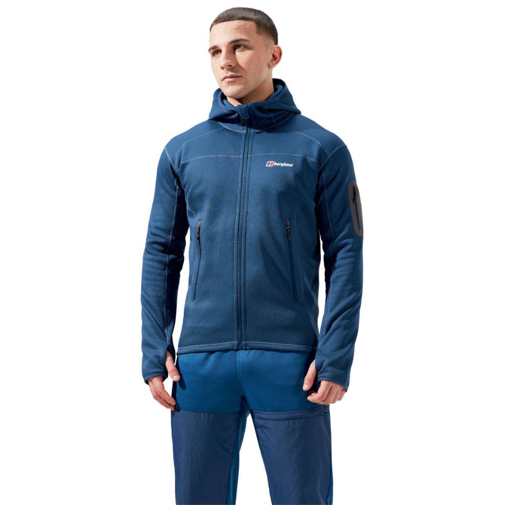 Berghaus Men's Pravitale Mountain 2.0 Hooded Jacket (Murky Marine/Hale Navy) standing hood down