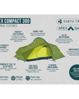 Vango Apex Compact 300 Tent - 3 Man Trekking Tent (Pamir Green) 2024