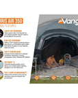 Vango Harris Air 350 Tent - 3 Man Tent (Mineral Green) Internal Factors