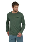 Patagonia Men's Long-Sleeved Capilene Cool Daily Graphic Shirt (73 Skyline/Pinyon Green X-Dye) male model