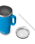 Yeti Rambler 35 OZ (994 ML) Straw Mug (Big Wave Blue) straw and lid out