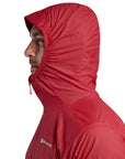 Montane Men's Featherlite Packable Hooded Windproof Jacket (Acer Red) hood upp profile