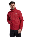 Montane Men's Featherlite Packable Hooded Windproof Jacket (Acer Red) hand in pocket
