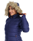 Rab Women's Deep Cover Down Parka (Patriot Blue) Hood Up