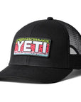 Yeti Rainbow Trout Logo Badge Trucker Hat (Black) angle