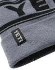 Yeti Logo Retro Knit Beanie (Grey/Black) close up