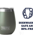 Yeti Rambler 10 OZ Wine Tumbler (Camp Green) dishwash