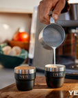 YETI Rambler 4 Oz Espresso Cups 2 Pack (Key Lime) pouring milk