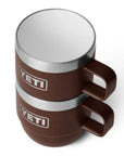 YETI Rambler 6 OZ Stackable Mug 2 Pack (Wetlands Brown) stacklable top angle