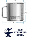 Yeti Rambler Mug 14 OZ (Stainless Steel) measurements