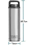 Yeti Rambler 18 OZ Bottle With Chug Cap (Sharktail Taupe) measurements