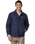Patagonia Men's Lightweight Insulated Fjord Flannel Shirt (New Navy) model front