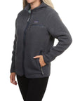 Patagonia Women's Retro Pile Fleece Hoody (Smoulder Blue) hand in pocket