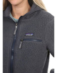 Patagonia Women's Retro Pile Fleece Hoody (Smoulder Blue) pocket zipper