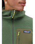 Patagonia Men's R1 Air Full-Zip Hoody (Torrey Pine Green) close up